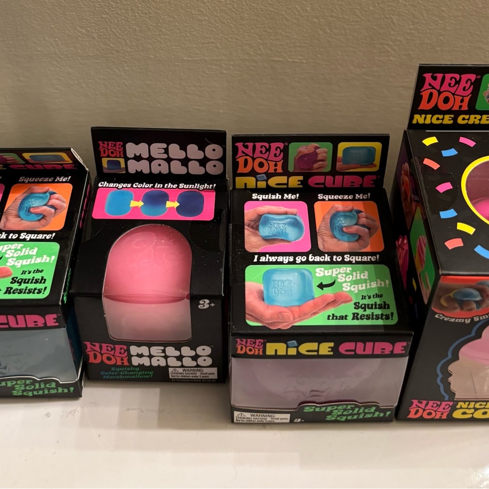 NeeDoh Bundle MelloMallo & Ice Cream Kids Squishy Toy - Pink, Purple, Light Blue - Picture 2 of 3